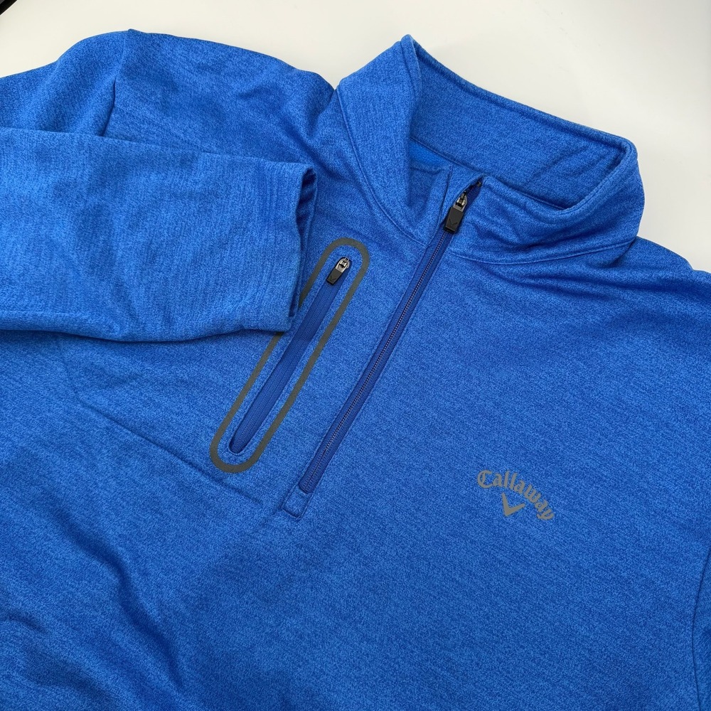 Callaway Mens XL Blue Heather Quarter Zip Fleece Pullover Golf Jacket‎ SA4148